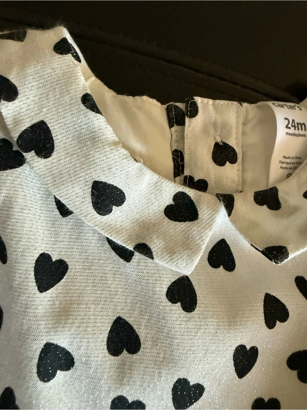 Carter's White Dress with Black Heart Print